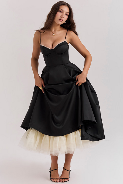 Valentina | Vestido Midi Elegante Con Forro De Tul