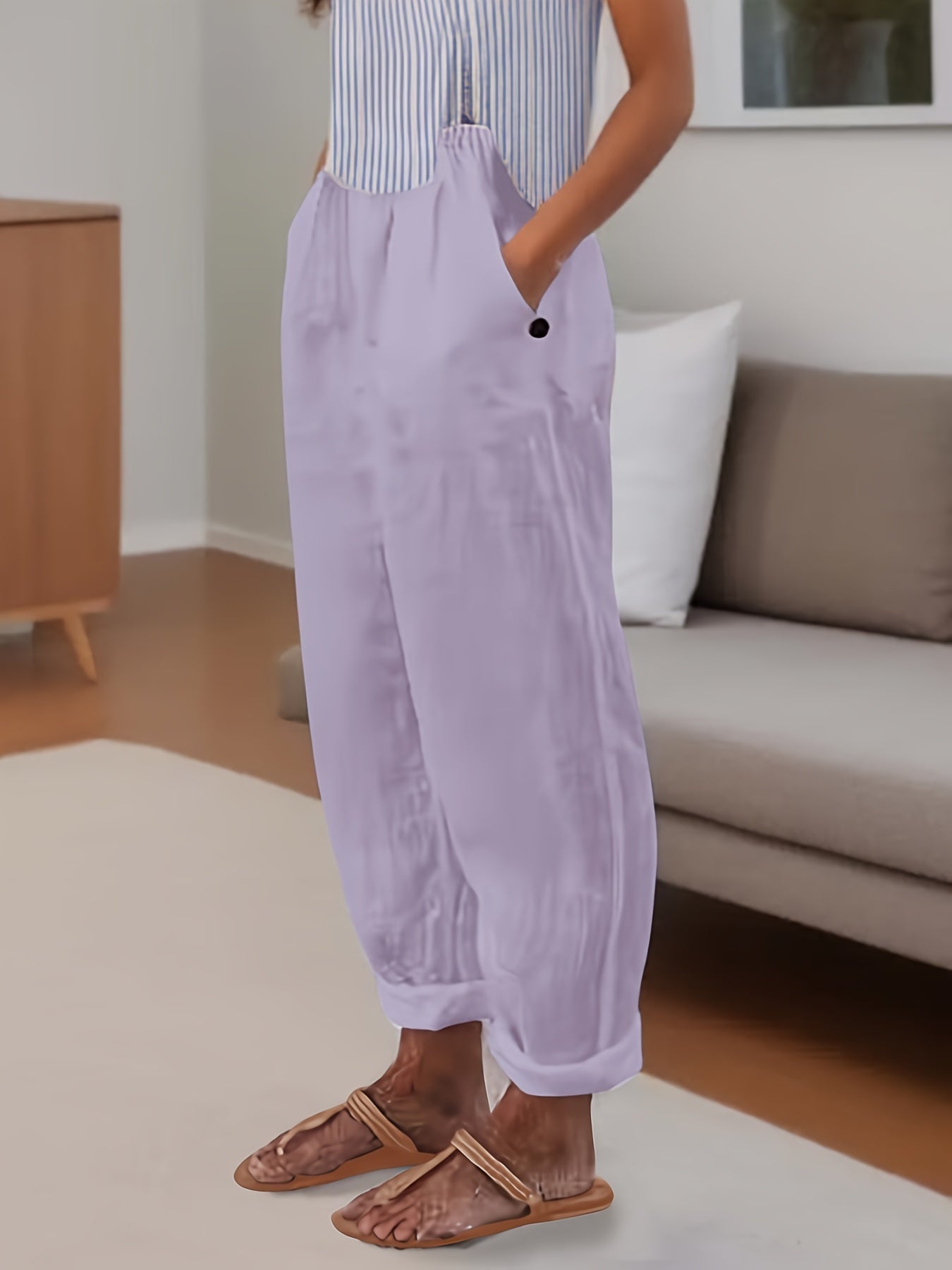 Celina | Pantalón De Lino De Talle Alto Con Corte Relajado