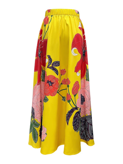 Agata | Falda Maxi Floral De Cintura Alta Moderna