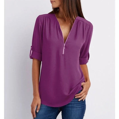 Lysandra | Top Relajado Con Diseño Moderno Y Media Cremallera Para Mujer