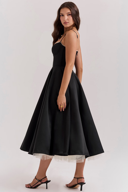 Valentina | Vestido Midi Elegante Con Forro De Tul