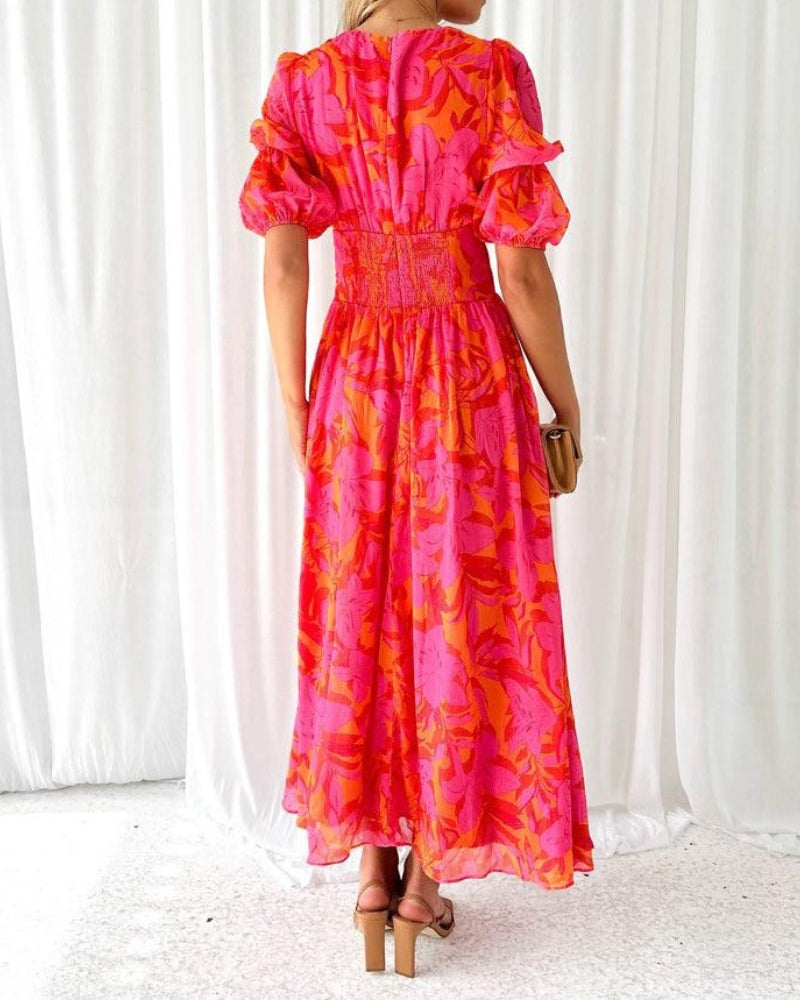 Camila | Vestido Maxi Rojo Rosa