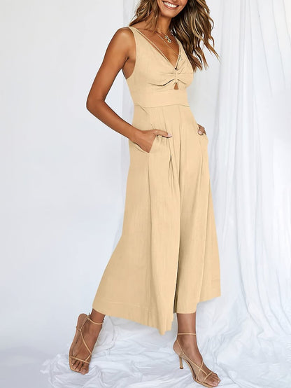 Brigitta | Mono Elegante Sin Mangas Con Escote En V Y Pernera Ancha