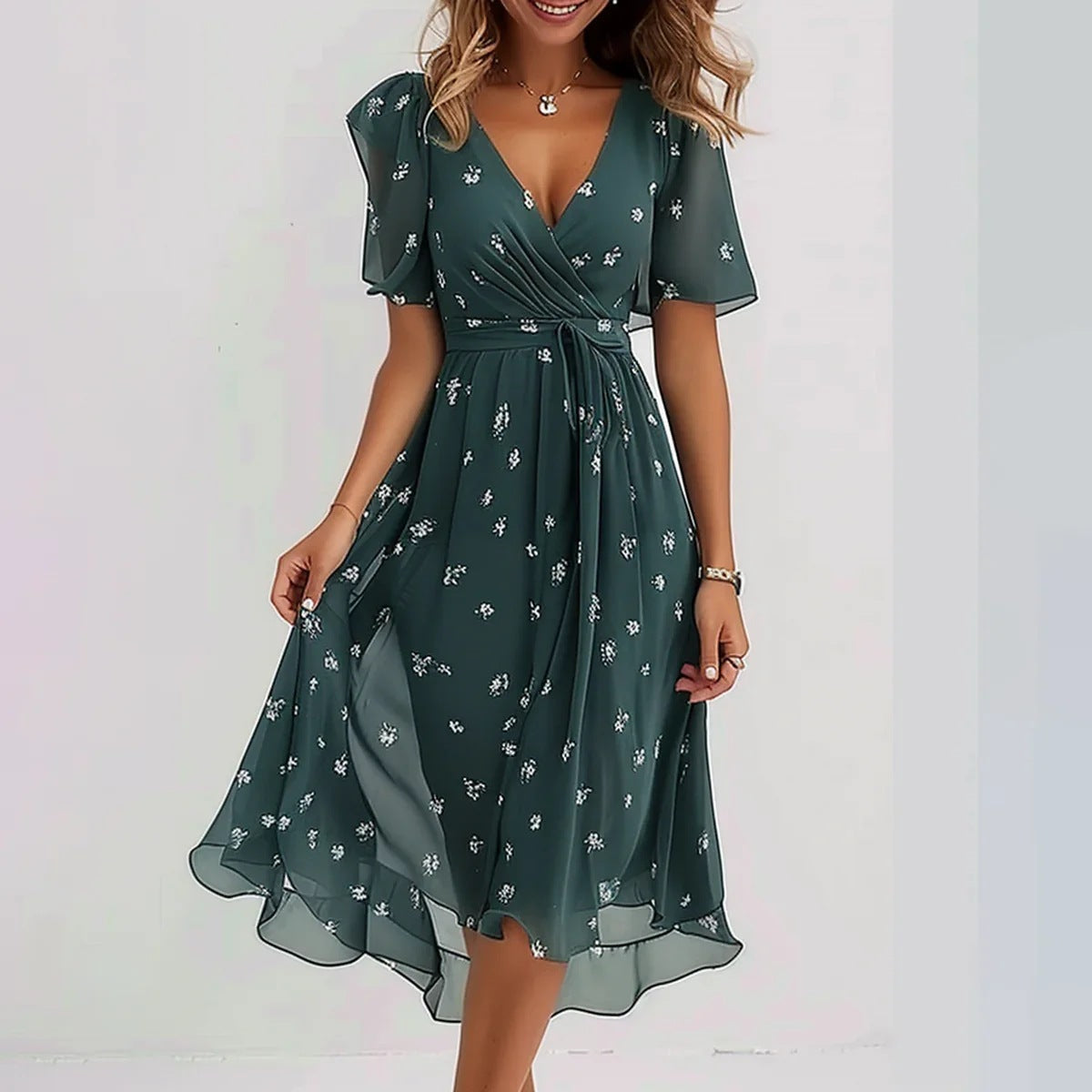 Lina | Vestido Elegante Con Mangas Cortas