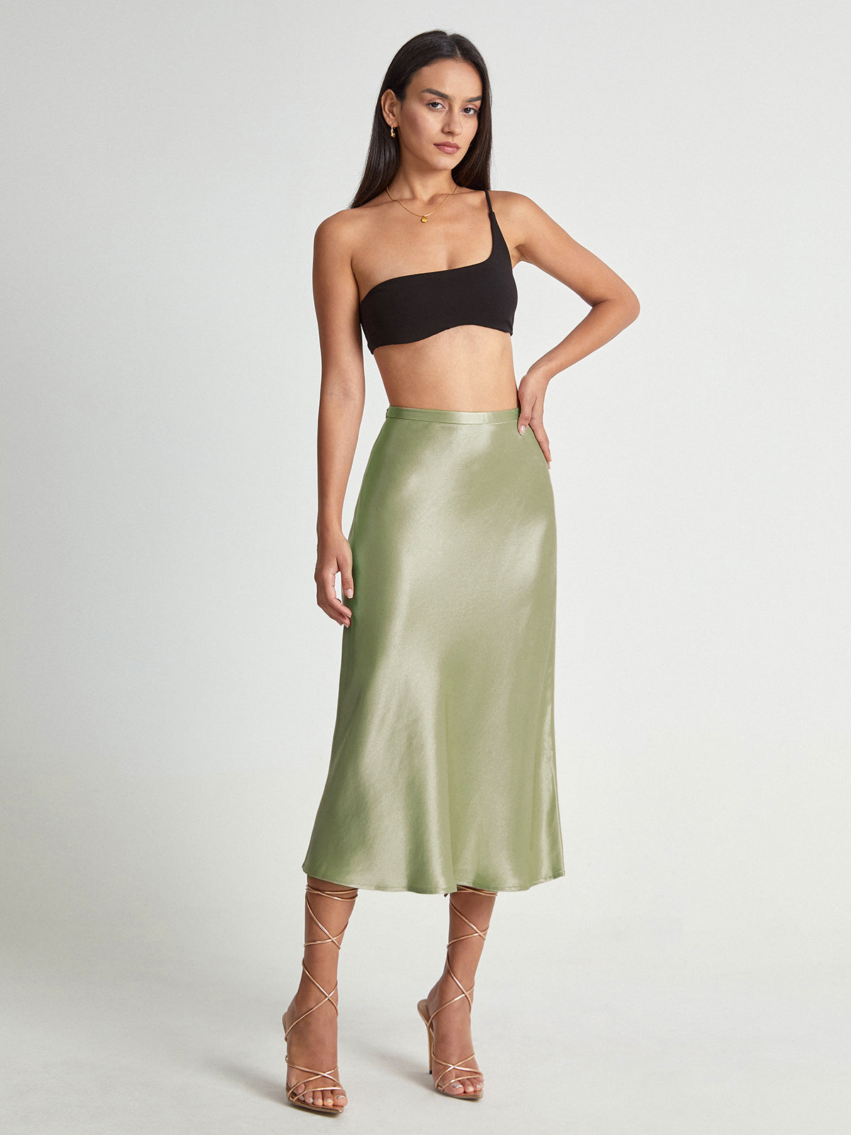 Adelise | Vestido Roc Midi De Satén Elegante Y Suave Para Mujer
