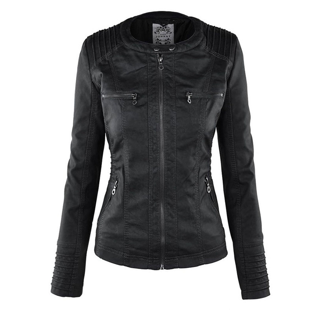 Leigh | Chaqueta De Cuero Impermeable Para Mujer Con Capucha