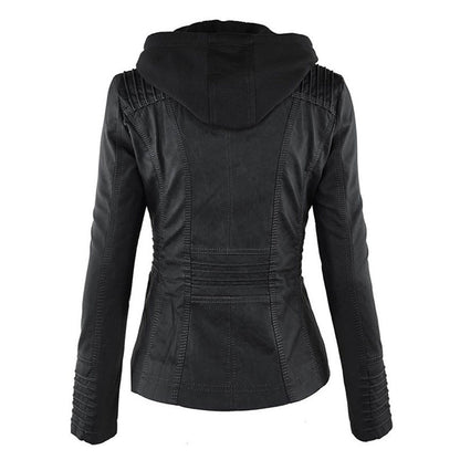 Leigh | Chaqueta De Cuero Impermeable Para Mujer Con Capucha