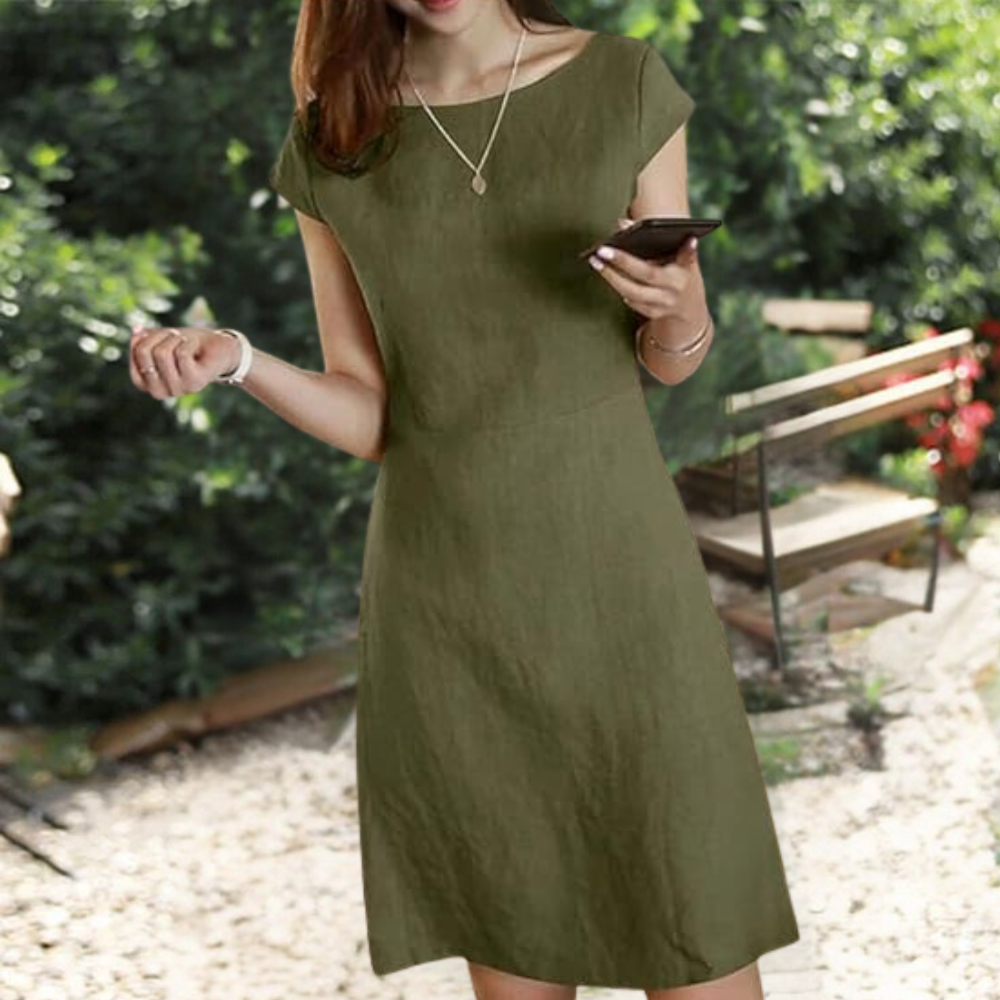 Agnete | Vestido Midi Efecto Liso Casual Y Elegante