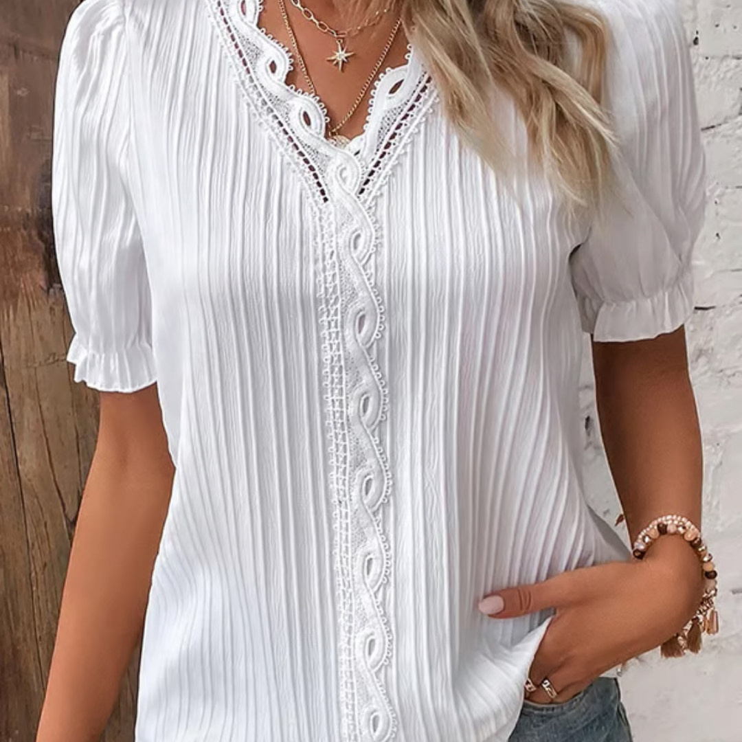 Arianne | Blusa Elegante De Encaje Con Escote En V