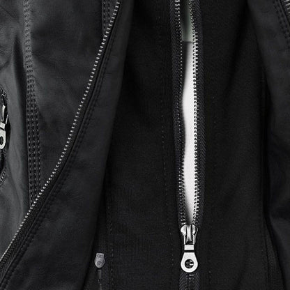 Leigh | Chaqueta De Cuero Impermeable Para Mujer Con Capucha