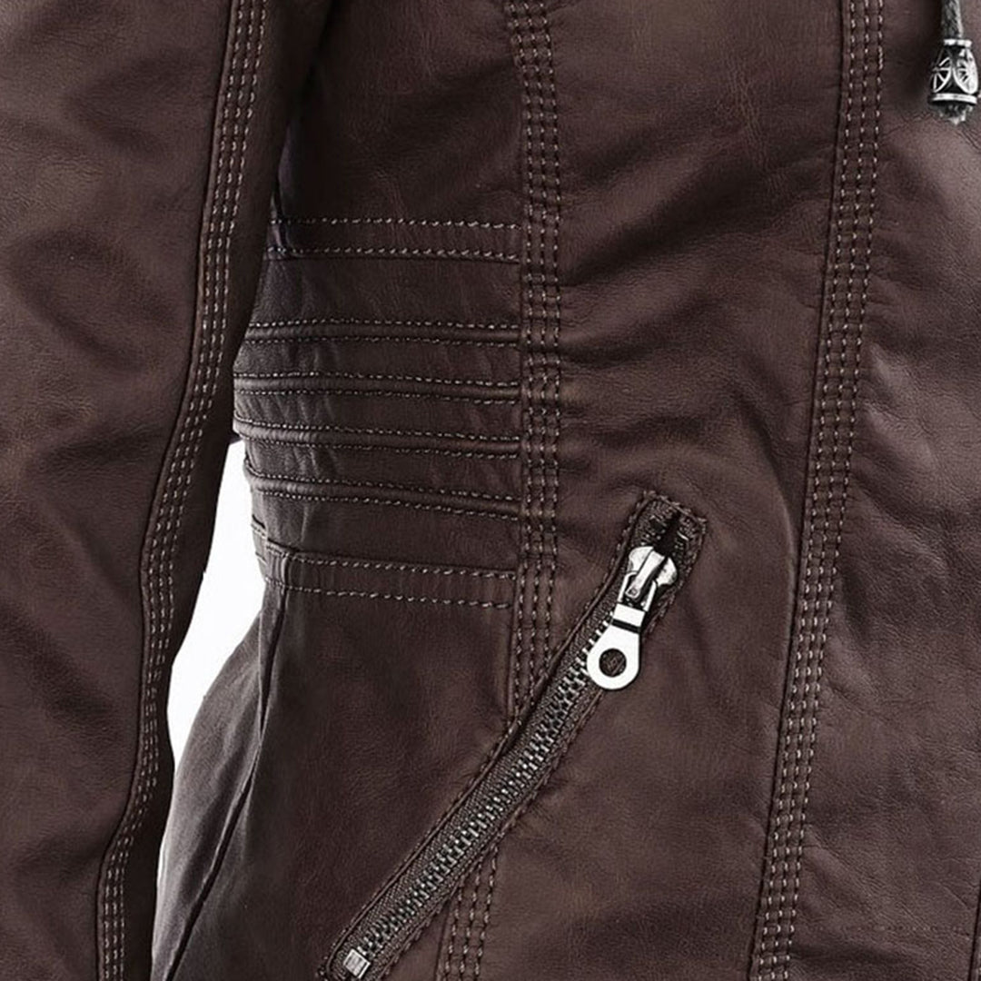 Leigh | Chaqueta De Cuero Impermeable Para Mujer Con Capucha