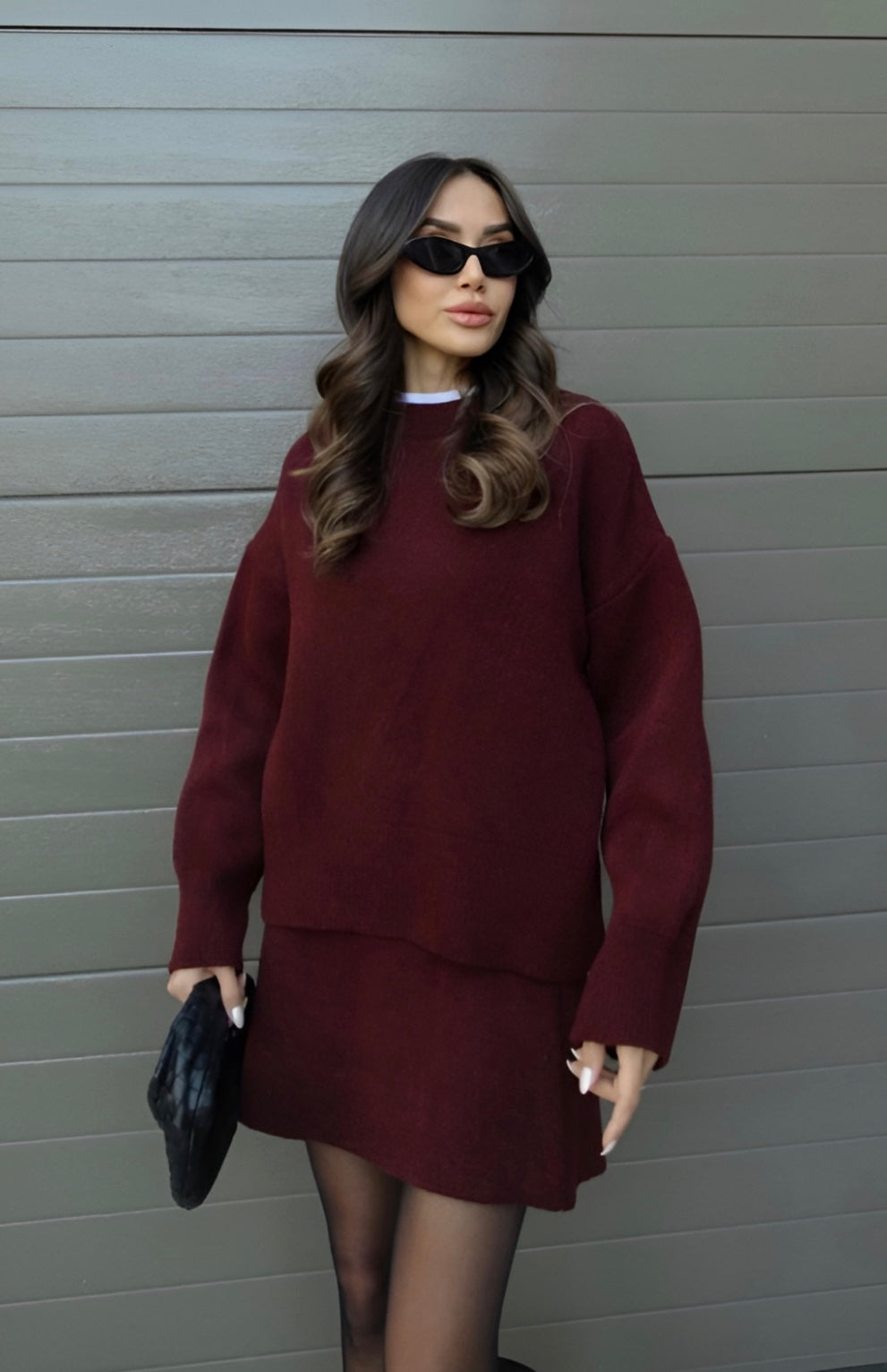 LARISSA | Conjunto De Punto Con Jersey Oversize Y Minifalda