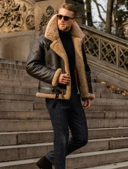 Anselm | Chaqueta de Piloto en Piel de Oveja con Estilo RAF