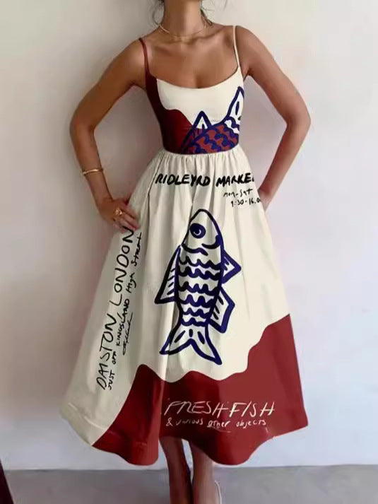 Sardina | Vestido De Tirantes Con Estampado Geométrico