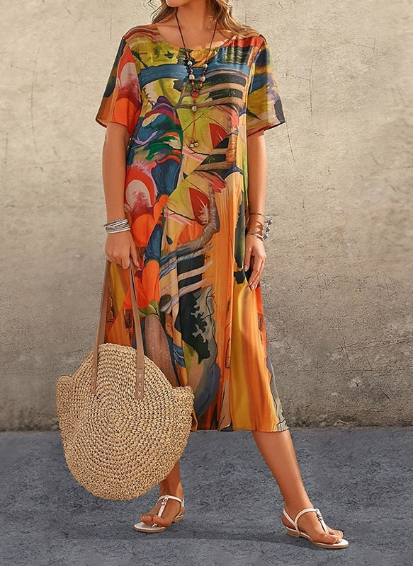 Aiah | Vestido Maxi Casual Estampado Con Corte Suelto Veraniego