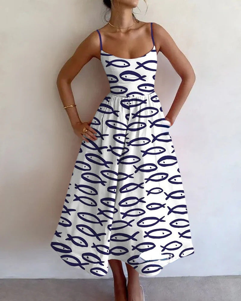 Luna | Vestido De Tirantes Estampado Sardinitas