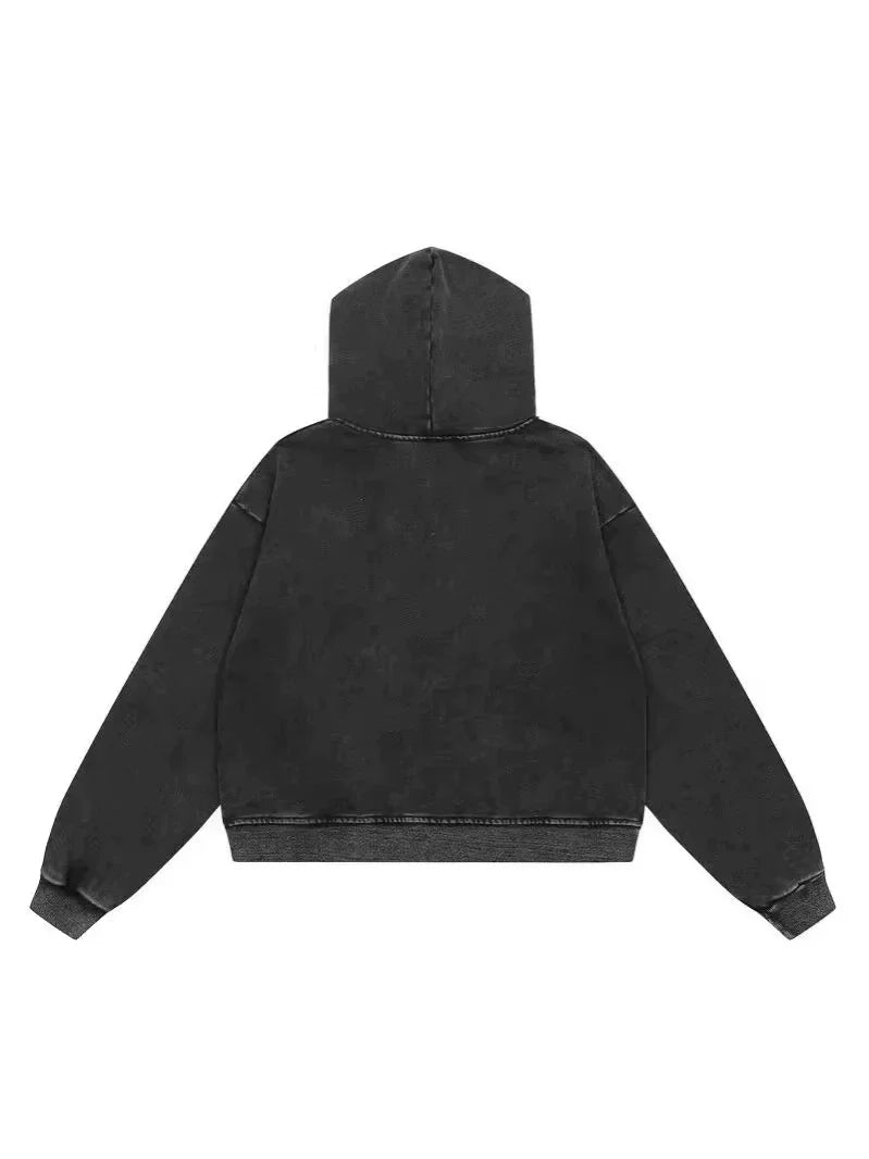 Deluxe | Sudadera Con Cremallera Washed Estilo Streetwear
