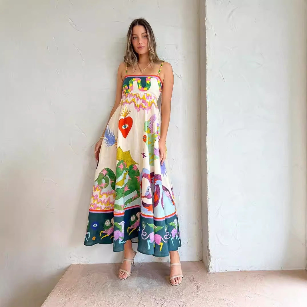 Corazón | Vestido Tirantes Estampado Colorido