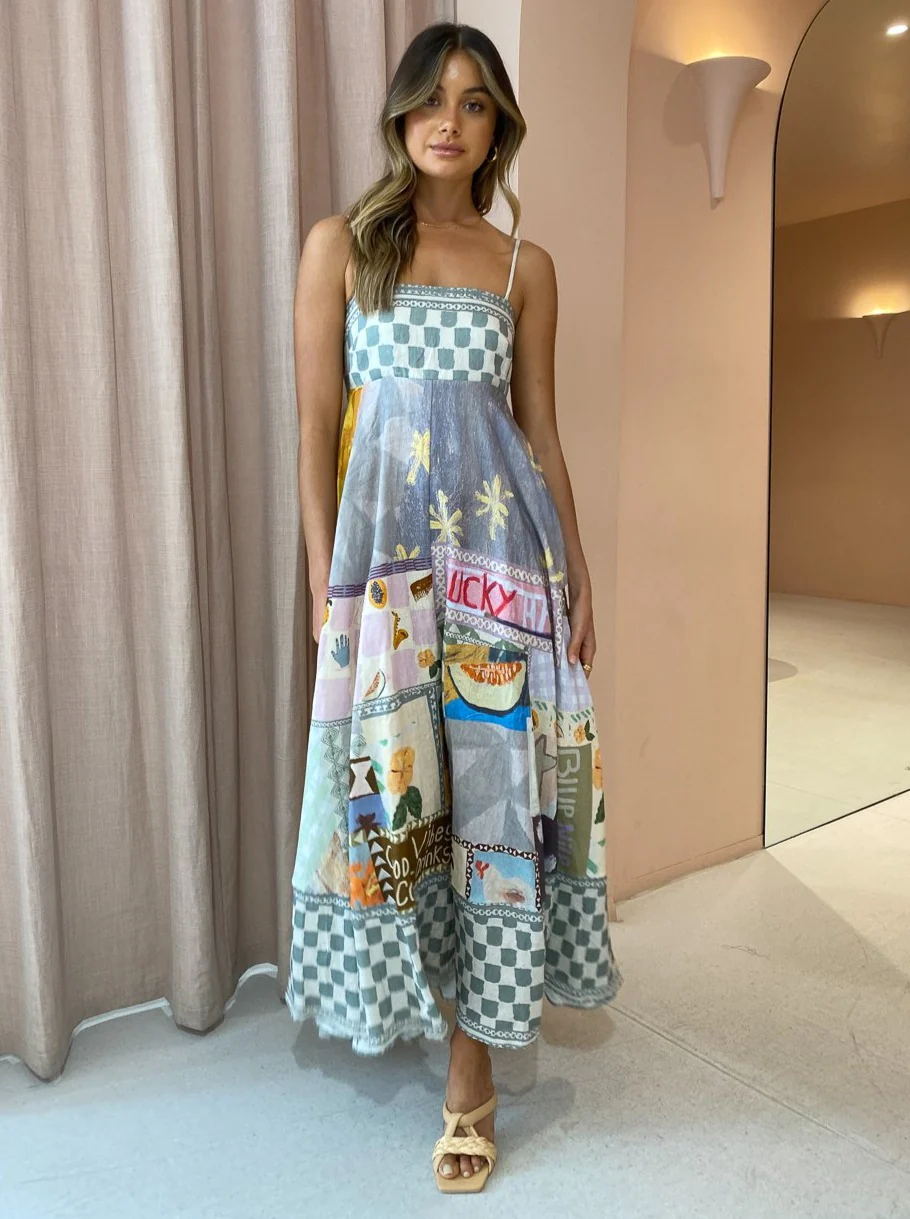 Noa | Vestido De Tirantes Con Estampado De Cuadros