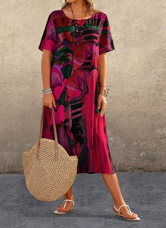 Aiah | Vestido Maxi Casual Estampado Con Corte Suelto Veraniego