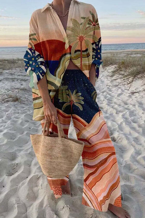 Mateo | Conjunto De Lino Estampado Paradisiaco