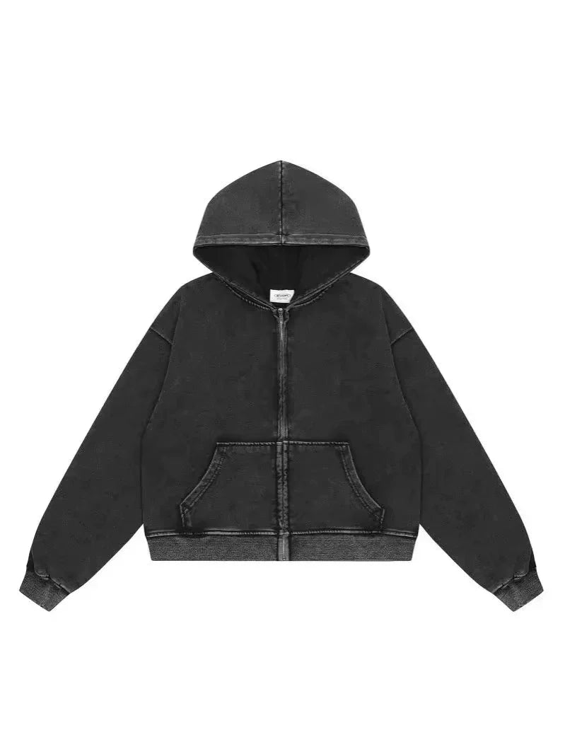 Deluxe | Sudadera Con Cremallera Washed Estilo Streetwear