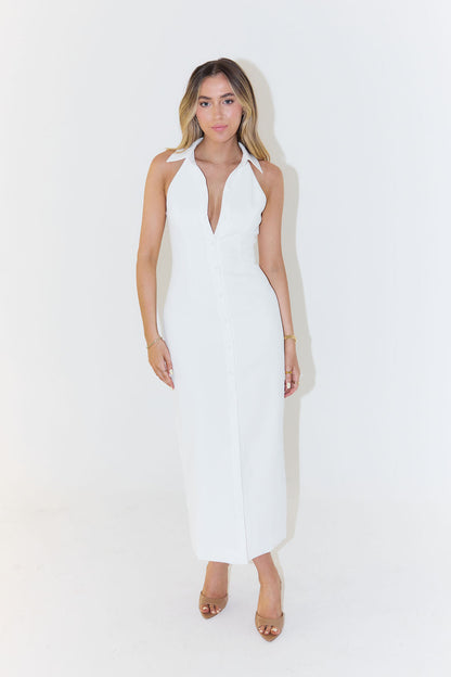 Aava | Vestido Maxi Elegante Sin Mangas Con Cuello En V Profundo