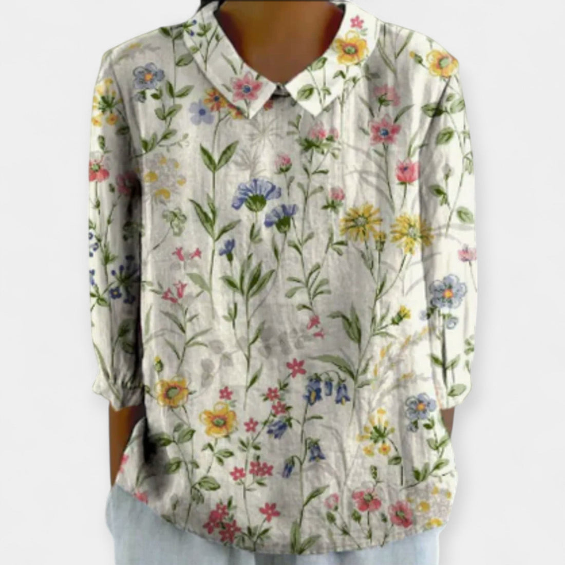 Ann | Camisa Floral Retro en Algodón Suave
