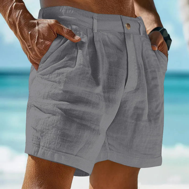 Aaron | Pantalones Cortos De Lino Transpirables Para Hombre Con Estilo Veraniego