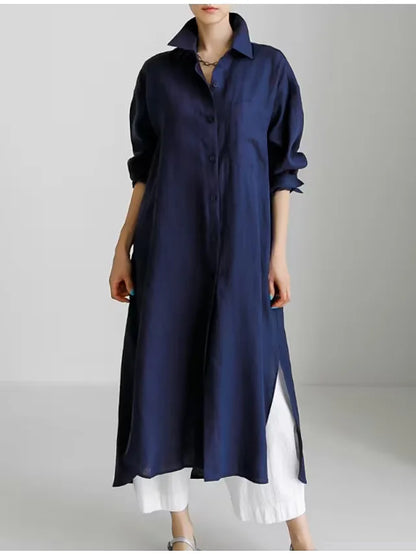 María | Vestido Camisero Maxi De Algodón