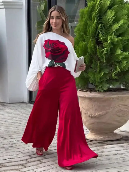 Rosa | Conjunto Floral Rosa Top Y Pantalón