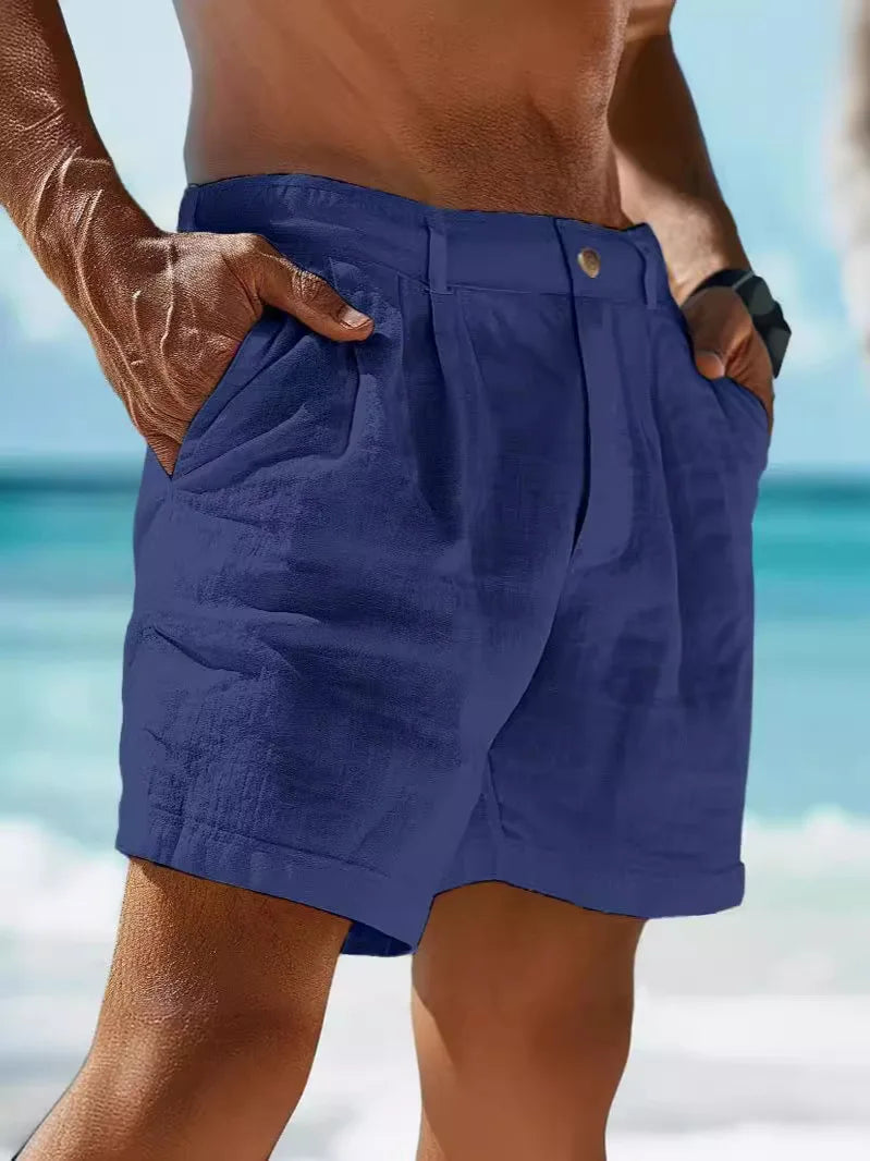Aaron | Pantalones Cortos De Lino Transpirables Para Hombre Con Estilo Veraniego
