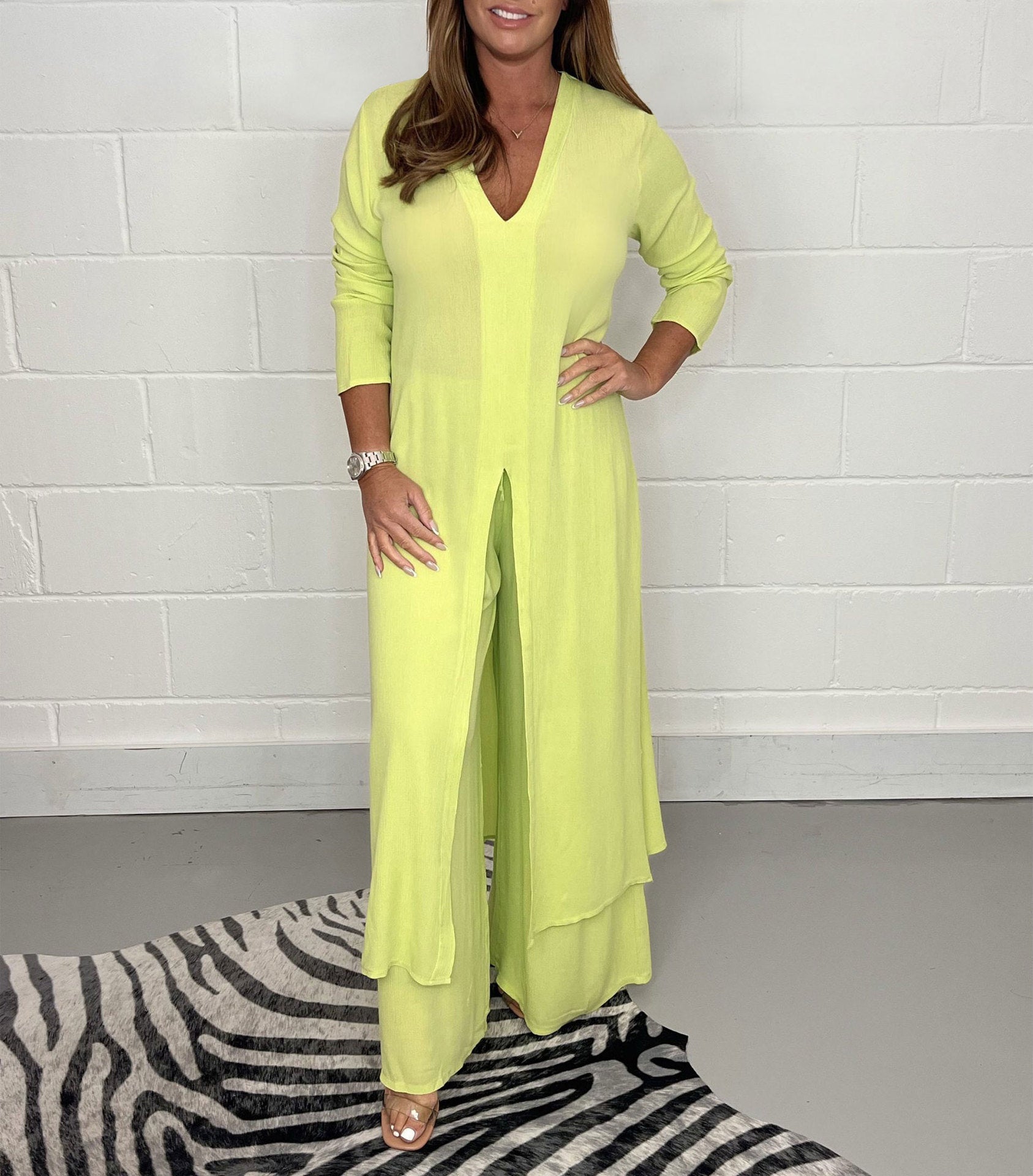 Elyandra | Conjunto Femenino Elegante De Dos Piezas Con Túnica Fluida Y Pantalones Rectos