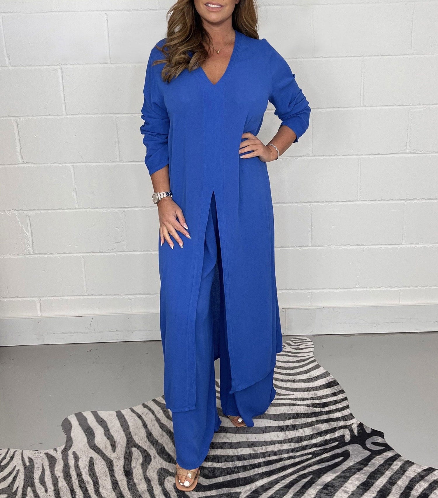 Elyandra | Conjunto Femenino Elegante De Dos Piezas Con Túnica Fluida Y Pantalones Rectos