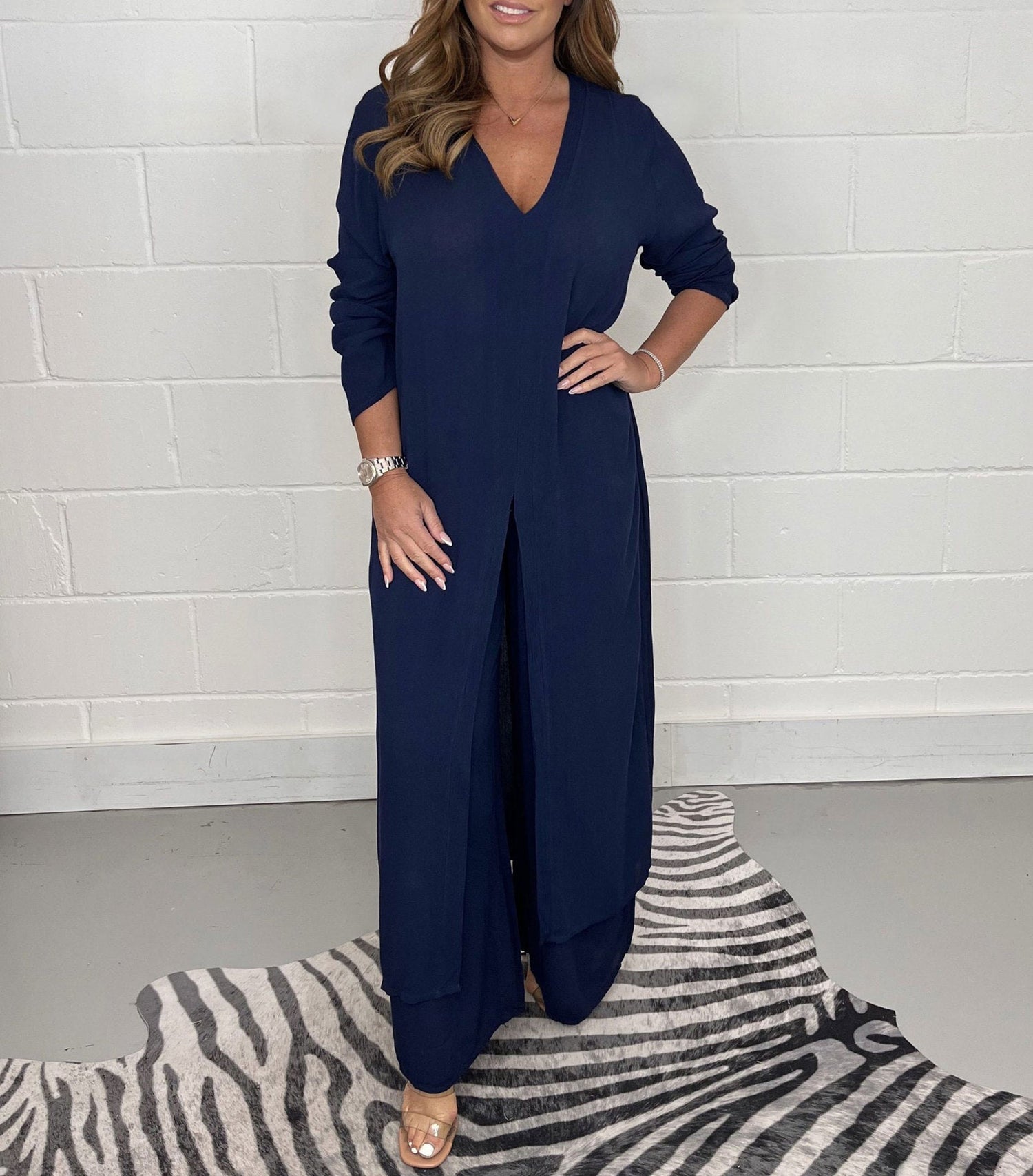 Elyandra | Conjunto Femenino Elegante De Dos Piezas Con Túnica Fluida Y Pantalones Rectos