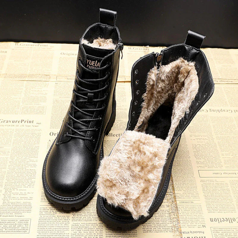Delphine | Botas Invierno de Cuero Negro Modernas