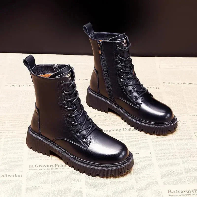 Delphine | Botas Invierno de Cuero Negro Modernas