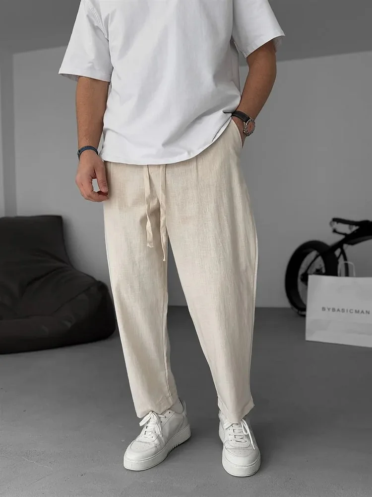 Enzo | Pantalones De Lino Corte Recto