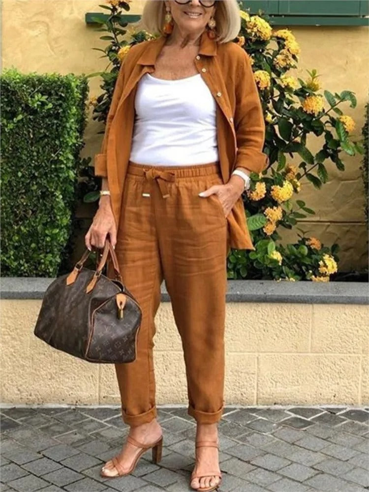 Santina | Conjunto De Lino De Verano Con Top Y Pantalón Corto