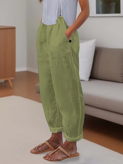Celina | Pantalón De Lino De Talle Alto Con Corte Relajado