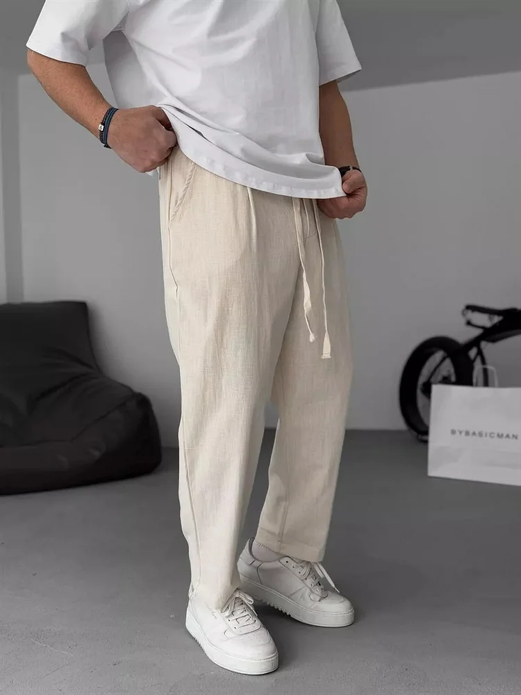 Enzo | Pantalones De Lino Corte Recto