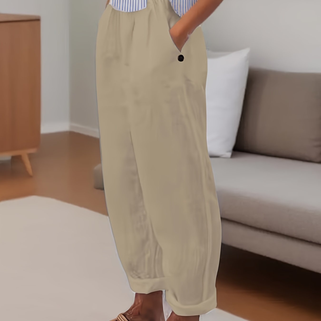 Celina | Pantalón De Lino De Talle Alto Con Corte Relajado