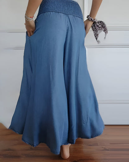 Amplia y cómoda pantalón de mujer con cintura elástica y fluidez encantadora – ELYSIA