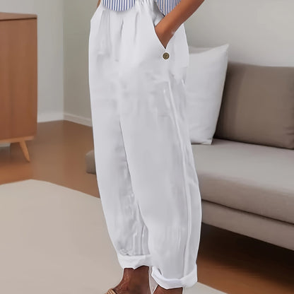 Celina | Pantalón De Lino De Talle Alto Con Corte Relajado