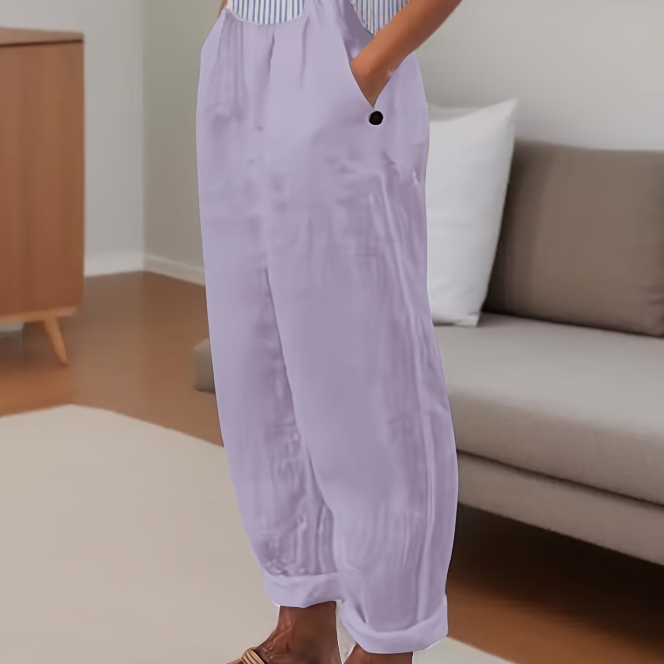 Celina | Pantalón De Lino De Talle Alto Con Corte Relajado