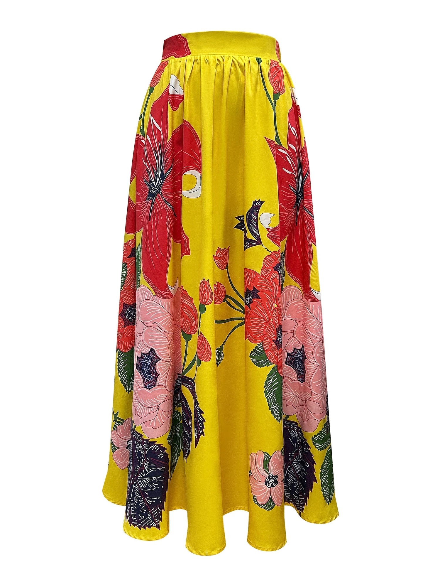 Agata | Falda Maxi Floral De Cintura Alta Moderna