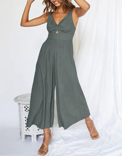 Brigitta | Mono Elegante Sin Mangas Con Escote En V Y Pernera Ancha