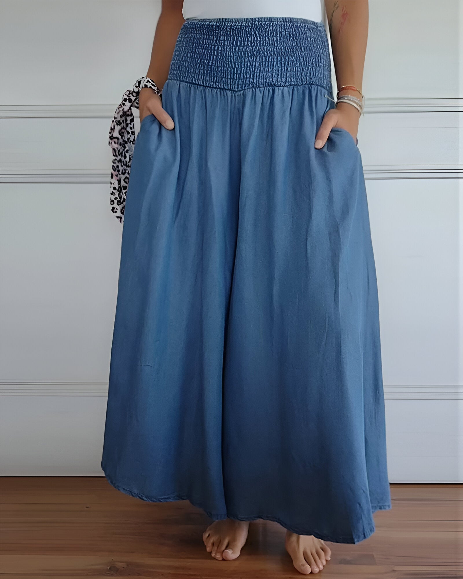 Amplia y cómoda pantalón de mujer con cintura elástica y fluidez encantadora – ELYSIA