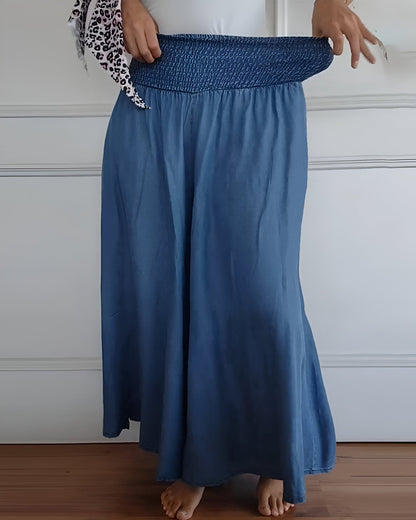 Amplia y cómoda pantalón de mujer con cintura elástica y fluidez encantadora – ELYSIA
