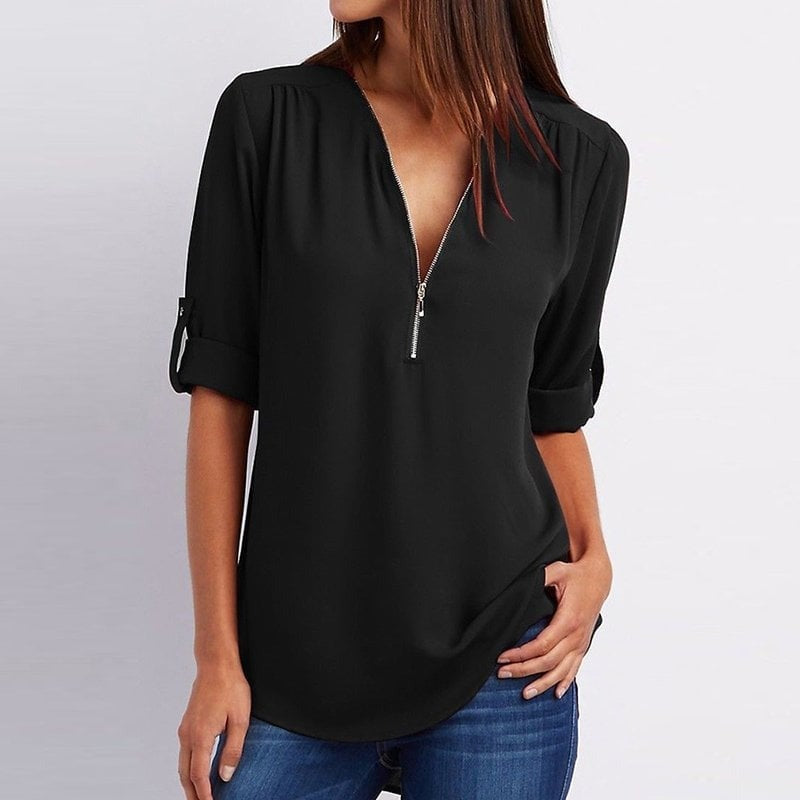 Lysandra | Top Relajado Con Diseño Moderno Y Media Cremallera Para Mujer